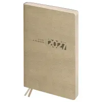 Ежедневник датированный 2027г., А6+, 176л., мягкий переплет, кожзам, BG "Waltz. Beige metallic", бежевый металлик, цветной срез