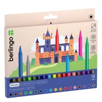 УЦЕНКА - Фломастеры Berlingo "Замки", 18цв., смываемые, картон, европодвес (осн 229416)