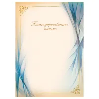 Благодарственное письмо А4, BG, мелованный картон, синее с бежевым
