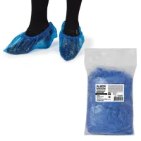 Бахилы КОМПЛЕКТ 100 штук (50 пар), ОСОБО ПРОЧНЫЕ, размер 40х15 см, 55 мкм, 6 г, ПНД, LAIMA, 104980