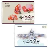 Альбом для акварели А4 40 л., бумага 200 г/м2, гребень, обложка картон, BRAUBERG, Ассорти 2 вида, 106713