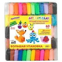 Пластилин супер лёгкий воздушный застывающий 60 штук (36 цветов + 12х2 базовых), 600 г, 3 стека, ЮНЛАНДИЯ, 106981