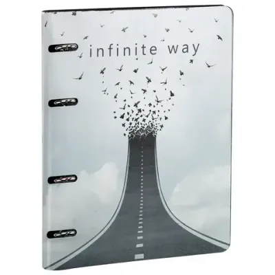 Тетрадь на кольцах А5 (180х220 мм), 80 листов, под кожу, клетка, BRAUBERG VISTA, Infinite way, 112132