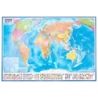 Карта мира политическая 199х134 см, 1:15,5М, с ламинацией, интерактивная, европодвес, BRAUBERG, 112387