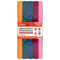 Бумага гофрированная/креповая, 110 г/м2, 50х250 см, НАБОР 10 рулонов, интенсив, ОСТРОВ СОКРОВИЩ, 112555