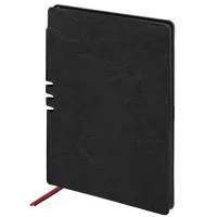 Блокнот А5 (140х200 мм), BRAUBERG "NEBRASKA", под кожу, 80 л., линия, черный, 113411