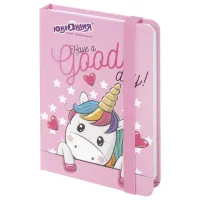 Блокнот с резинкой в клетку 96 л., МАЛЫЙ ФОРМАТ А6 (109х148 мм), твердая обложка, ЮНЛАНДИЯ, "Unicorn", 113742