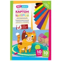Картон цветной А4 немелованный ВОЛШЕБНЫЙ, 30 л., 10 цветов, в папке, BRAUBERG, 200х290 мм, Лисенок, 115641
