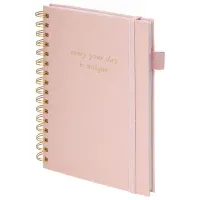 Бизнес-тетрадь на гребне А5 148х216 мм, BRAUBERG "Calipso" под кожу, резинка, клетка, 80 л., розовая, 116251