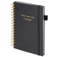 Бизнес-тетрадь на гребне А5 148х216 мм, BRAUBERG "Calipso" под кожу, резинка, клетка, 80 л., черная, 116252