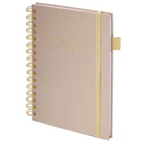 Бизнес-тетрадь на гребне А5 148х216 мм, BRAUBERG "Calipso" под кожу, резинка, клетка, 80 л., бежевый, 116254