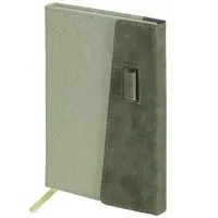 Ежедневник недатированный А5 145х215 мм, BRAUBERG "Stitch", под кожу, магнит, 160 л., оливковый, 116588