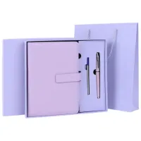 Ежедневник в подарочном наборе 5 в 1, А5, 145x212 мм, BRAUBERG "President", под кожу, 160 листов, сиреневый, 116853