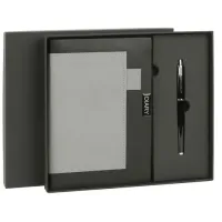 Ежедневник в наборе с ручкой А5, 144x210 мм, BRAUBERG "Style" под кожу, 160 листов, черный, 116860