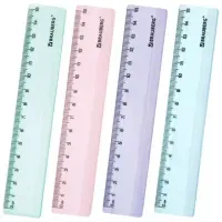 Линейка пластиковая 15 см BRAUBERG "PASTEL", тонированная, ассорти, 117012