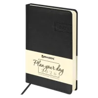 Ежедневник датированный 2026 А5 138x213 мм, BRAUBERG "Imperial", под кожу, черный, 117063