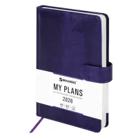 Ежедневник датированный 2026 А5 138x213 мм, BRAUBERG "Legend", под кожу, застежка, фиолетовый, 117069