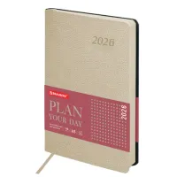 Ежедневник датированный 2026 А5 138x213 мм, BRAUBERG "Stylish", под кожу, гибкий, бежевый, 117104