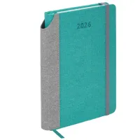 Ежедневник датированный 2026 А5 138x213 мм, BRAUBERG "Mosaic", под кожу, держатель для ручки, бирюза, 117110
