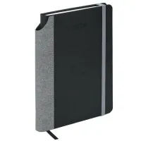 Ежедневник датированный 2026 А5 138x213 мм, BRAUBERG "Mosaic", под кожу, карман для ручки, черный, 117114