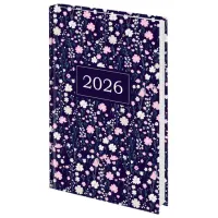 Ежедневник датированный 2026 145х215 мм, А5, STAFF, ламинированная обложка, "Flowers", 117318