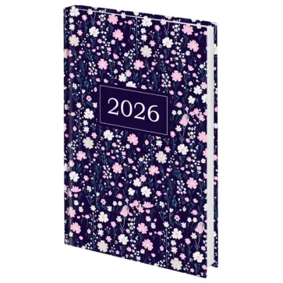 Ежедневник датированный 2026 145х215 мм, А5, STAFF, ламинированная обложка, "Flowers", 117318
