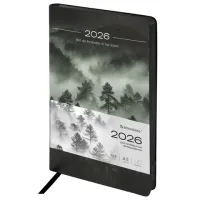 Ежедневник датированный 2026 А5 138x213 мм, BRAUBERG "Vista", под кожу, гибкий, "Mist", 117450