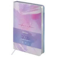 Ежедневник датированный 2026 А5 138x213 мм, BRAUBERG "Vista", под кожу твердый, "Pastel", 117458