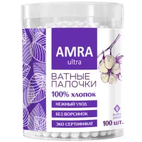 Ватные палочки 100 шт., AMRA, пластиковый стакан, П00055403