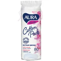 Ватные диски КОМПЛЕКТ 80 шт., AURA, двусторонние, 13114