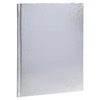 Блокнот А5 167х216 мм, 80 л., твёрдый, бумвинил "METALLIC", клетка, блок 5 цв., HATBER, серебро, 084777, 80ББ5В1