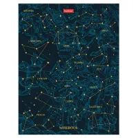 Блокнот А5 167х216 мм, 80 л., твёрдый, клетка, матовая ламинация, блок 5 цв., HATBER, "Яркие созвездия", 085257, 80ББ5лофВ130979