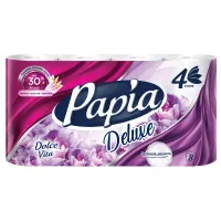 Бумага туалетная быт., спайка 8 шт., 4-слойная (8х16,5м), PAPIA DELUXE, аромат Dolce Vita, 5080749