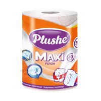 Полотенца бумажные бытовые, рулон 40 метров, 2-слойные, PLUSHE "Maxi" (ПЛЮШЕ), 100% целлюлоза, 16982
