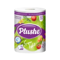 Полотенца бумажные бытовые, рулон 30 метров, 2-слойные, PLUSHE "Super Light" (ПЛЮШЕ), 79148