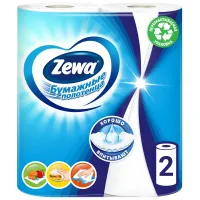 Полотенца бумажные бытовые 2-х слойные, 2 рулона (2х14 м), белые, ZEWA, 144001
