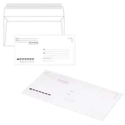 Конверты Е65 (110х220 мм), отрывная лента, "Куда-Кому", 80 г/м2, КОМПЛЕКТ 1000 шт., 41643