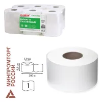 Бумага туалетная 200 м, LAIMA (T2), ADVANCED, 1-слойная, цвет белый, КОМПЛЕКТ 12 рулонов, 126093