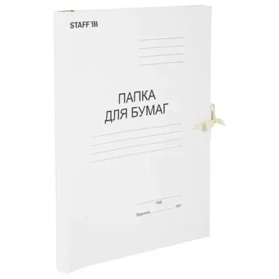 Папка для бумаг с завязками картонная STAFF, гарантированная плотность 220 г/м2, до 200 л., 126525