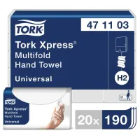 Полотенца бумажные (1 пачка, 190 листов) TORK (H2) UNIVERSAL, 2-слойные, цвет натуральный, 23,4х21,3 см, Z-сложение, 471103