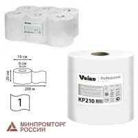 Полотенца бумажные с центральной вытяжкой 200 м, VEIRO (Система M2) COMFORT, 1-слойные, белые, КОМПЛЕКТ 6 рулонов, KP210, КР210