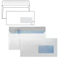 Конверты E65 (110х220 мм) ПРАВОЕ ОКНО, отрывная лента, 80 г/м2, КОМПЛЕКТ 1000 шт., внутренняя запечатка Е65.03СО