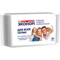 Салфетки влажные, 70 шт., ЭКОНОМ SMART, для всей семьи, 30024