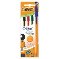 Ручки шариковые BIC "Orange Original", НАБОР 4 ЦВЕТА, узел 0,8 мм, линия 0,3 мм, пакет, 8308541/516337