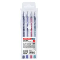 Ручки гелевые BRAUBERG "Jet", НАБОР 4 ЦВЕТА, узел 0,5 мм, линия письма 0,35 мм, 141023