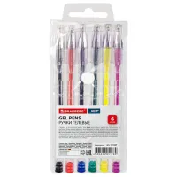 Ручки гелевые BRAUBERG "Jet", НАБОР 6 ЦВЕТОВ, узел 0,7 мм, линия письма 0,5 мм, 141037