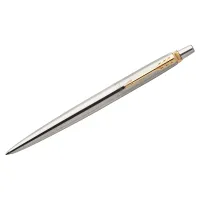 Ручка гелевая PARKER "Jotter Stainless Steel GT", корпус серебристый, позолоченные детали, черная, 2020647