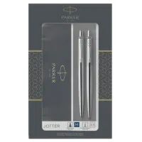 Набор PARKER "Jotter Stainless Steel CT": шариковая ручка синяя и механический карандаш, 2093256