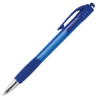 Ручка шариковая автоматическая с грипом BRAUBERG SUPER, СИНЯЯ, корпус синий, узел 0,7 мм, линия письма 0,35 мм, 143374