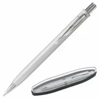 Ручка подарочная шариковая BRAUBERG "Vocale", СИНЯЯ, корпус серебристый с хромированными деталями, линия письма 0,5 мм, 143490